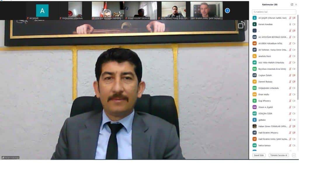  Milli Eğitim Müdürü Kerem KARAHAN  Okul Müdürleri İle Çevrimiçi Toplantı Yaptı